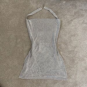 Silver chain Backless slit cami dress